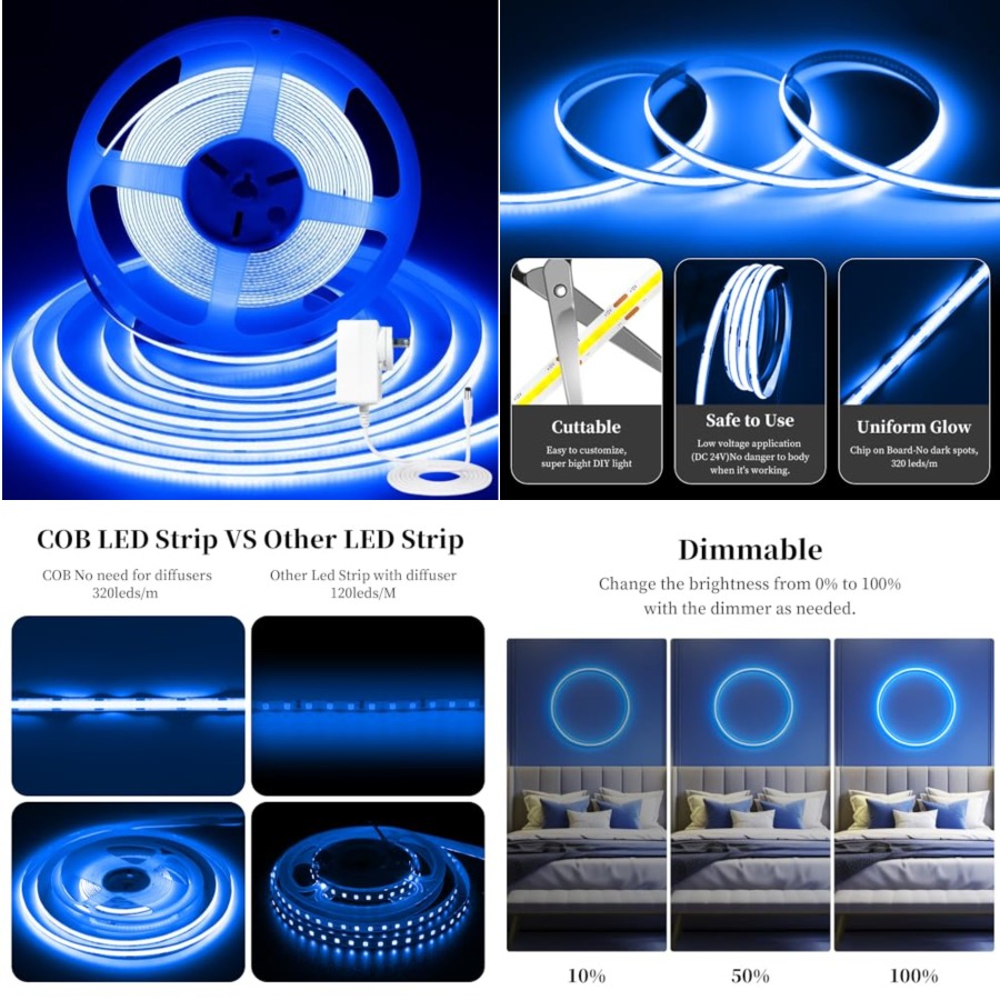 Led Strip Lights - Bande lumineuse LED COB de 32,8