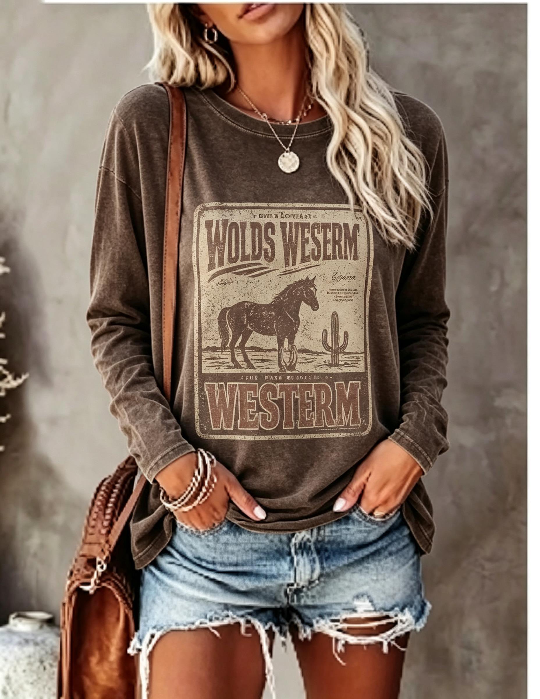 Wallpaper - T-shirt à manches longues pour femmes,